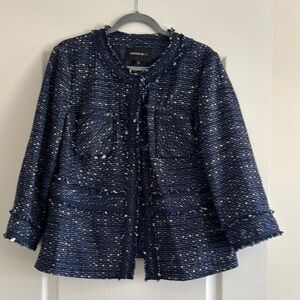 Lafayette 148 New York Blue Tweed Blazer with Cropped Design